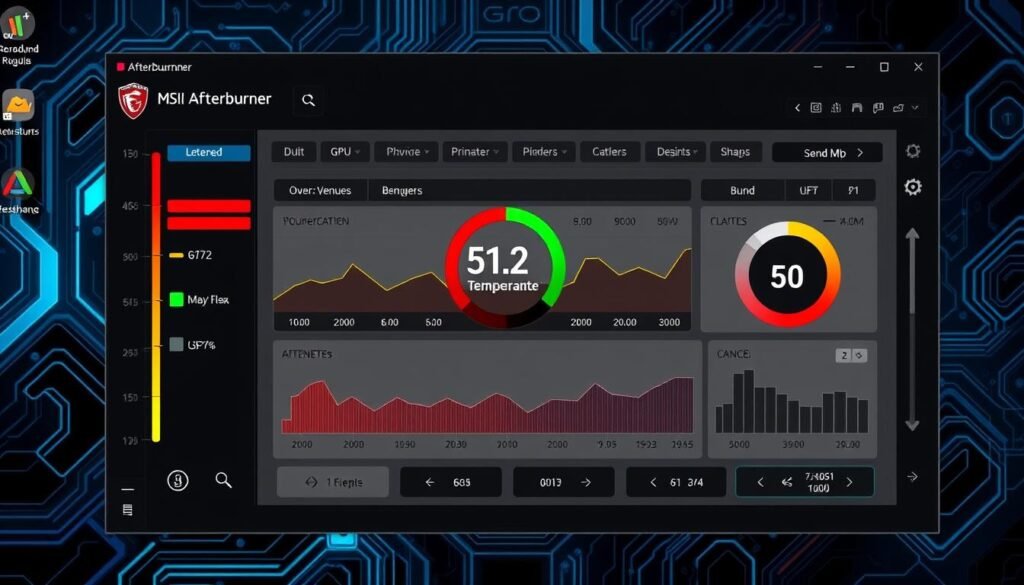 Gambar MSI Afterburner dengan tampilan monitoring suhu GPU