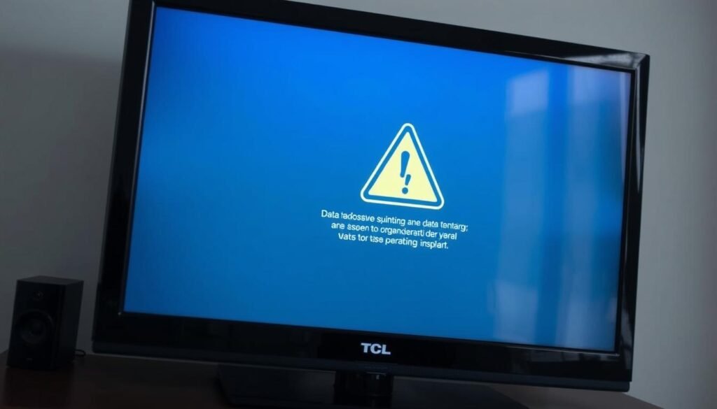 Gambar TCL C635 dengan label peringatan keamanan data