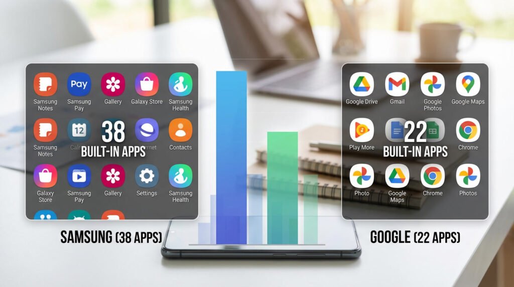 Jumlah aplikasi bawaan Samsung Pixel